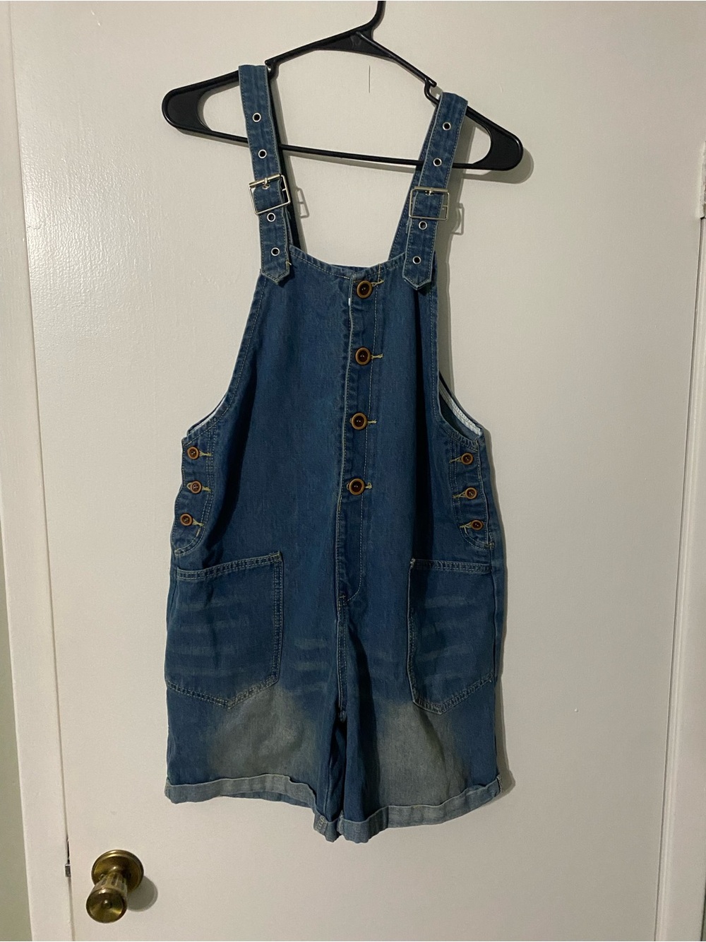 Denim Blue Overall Romper with Adjustable Straps